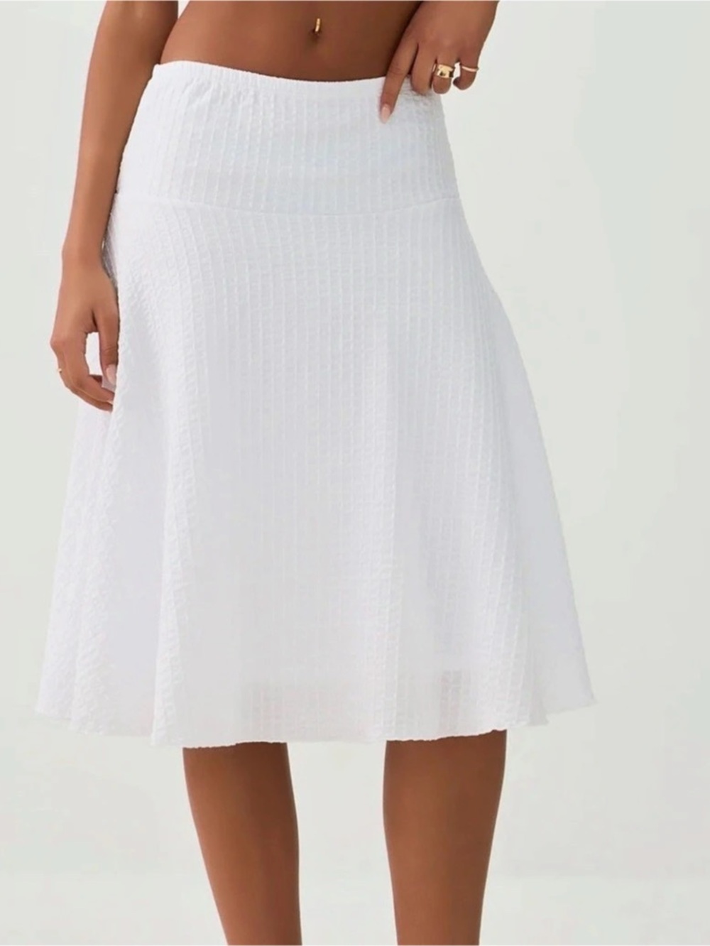 ADENE White Midi Skirt